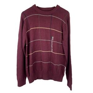 NWT Croft & Barrow Classic Sweater Mens L Burgundy Crewneck Grandpa Autumn Cozy